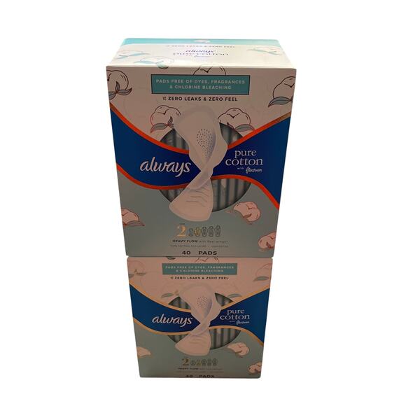 Always Heavy Flow Pads (80) NEW Pure Cotton Flexfoam Size 2 - Picture 1 of 5